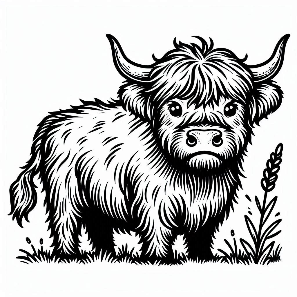 highland cow coloring page