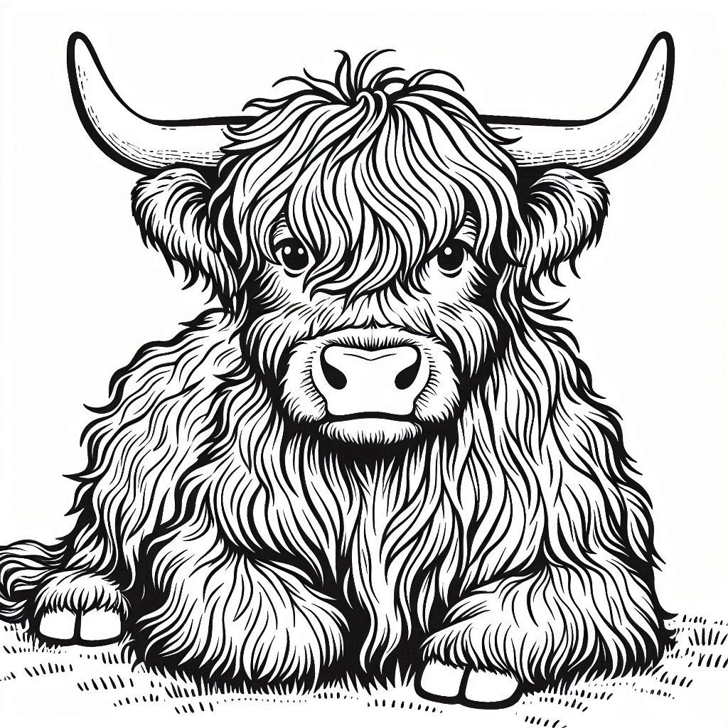 highland cow coloring page