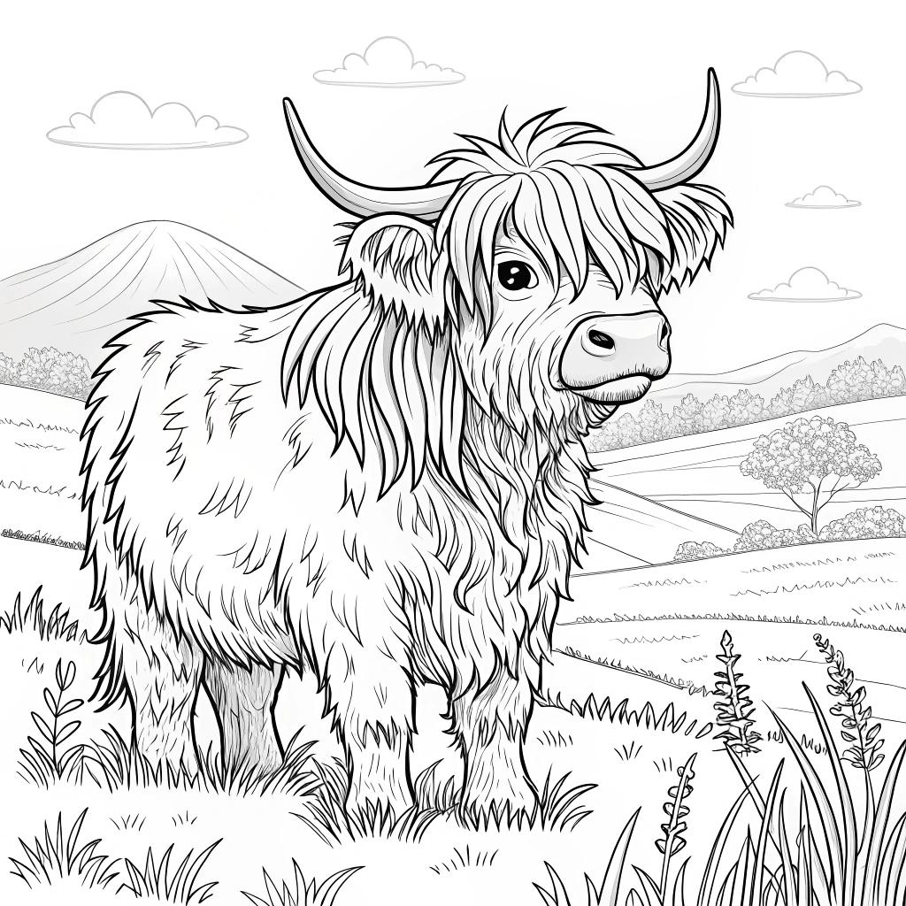 realistic highland cow coloring pages