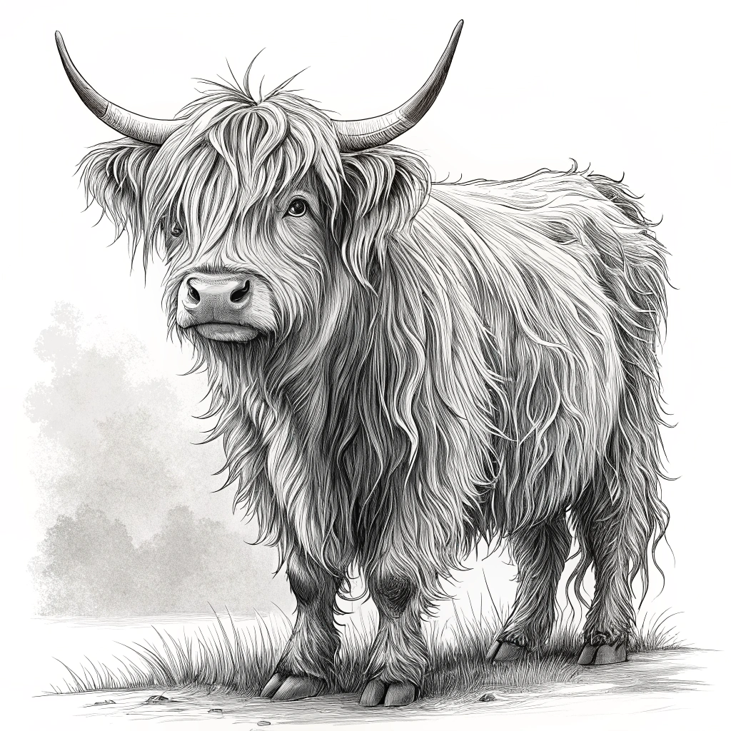 realistic highland cow coloring pages