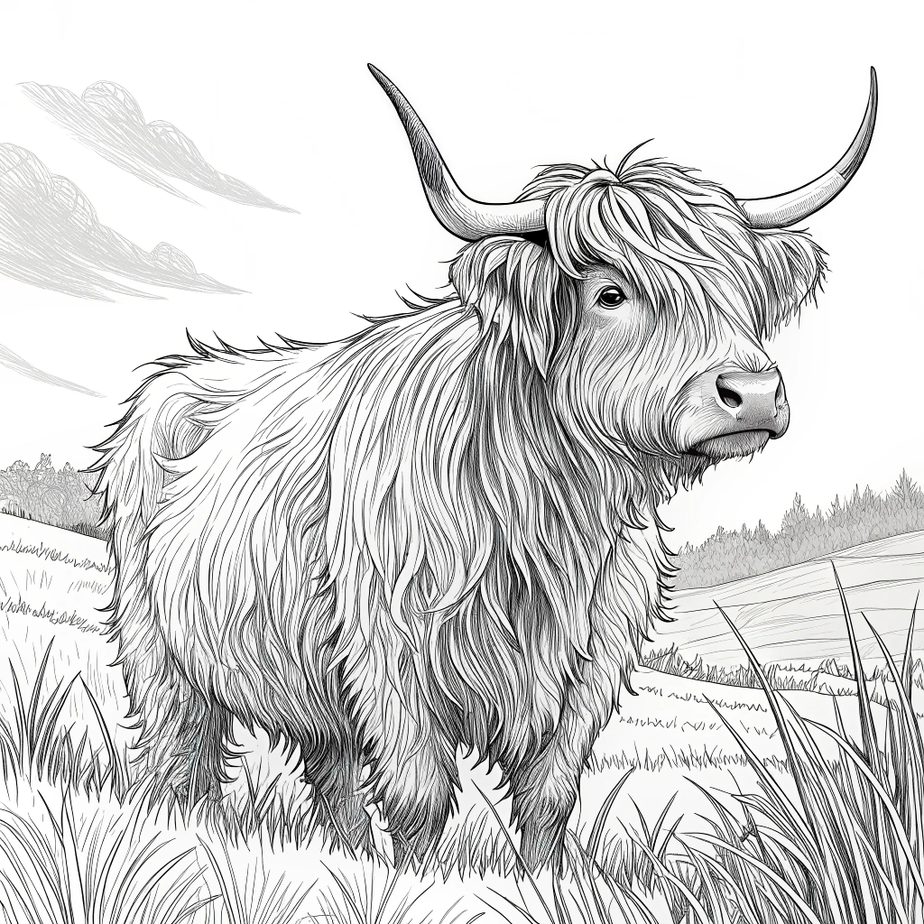 realistic highland cow coloring pages